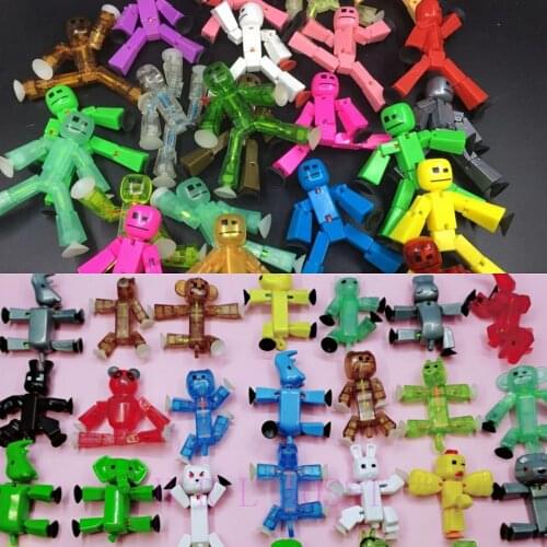 1-10Pcs Random Color DIY Creat Animation Film Sticky Robot Sucker Suction Cup Funny Deformable Stick Bot Action Figure Toys