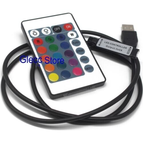 DC 5V 24Key USB LED RGB Controller IR Remote Control LED Light Dimmer For SMD 5050 2835 5V RGB LED Strip Light