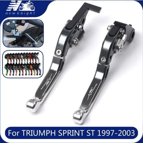 With Logo For TRIUMPH SPRINT ST 1997-2003 Motorcycle CNC Aluminum Adjustable Folding Extendable Brake Clutch Lever Accessories