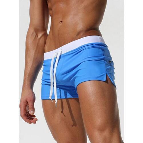 Modern New Men Sexy Beach Pants Shorts Stripe Boxer Swimming Trunks Swimwear Clothes Beach Shorts With Back Pocket