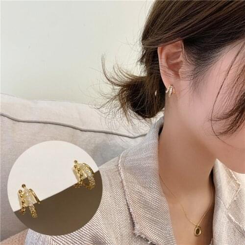Drop Earrings For Women Korean Geometric Round Earrings With Crystal Ring Earrings Jewelry Wholesale