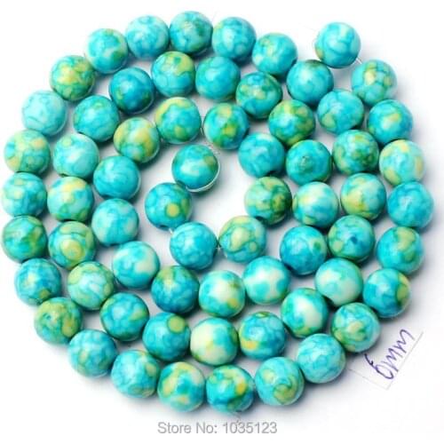 High Quality 6mm Pretty Round Shape Mixed Color Stone DIY Gems Loose Beads Strand 15" DIY Creative Jewellery Making w3335