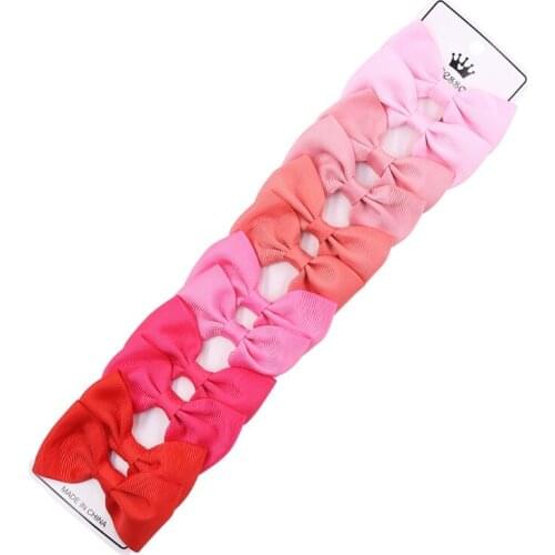 W3JF 12 Pcs/Set Grosgrain Ribbon Bows Hairpins Cute Baby Girls Colorful Hair Clips Hairpins Barrettes Kids Hair Accessories