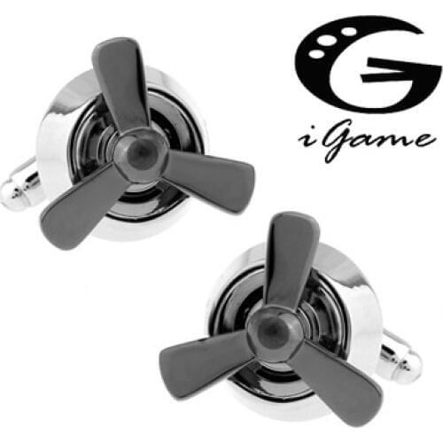Free Shipping Mens Propeller Cuff Links Brass Material Black Rotatable Propeller Design Business Suit Accessaries