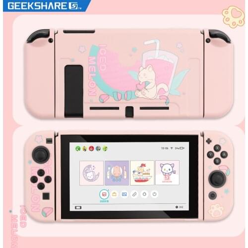 Geekshare Nintendo Switch Case Super Cute Watermelon Cat Pink Girl Fairy League TPU Soft Full Cover Shell For NS Accessories