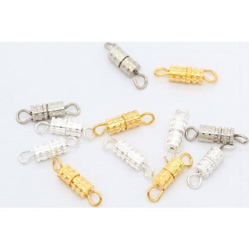 20p 4x14mm Silver Gold Barrel Swivel Screw Clasps with open ring Connector End Tip Buckle DIY Necklace Bracelet jewelry findings