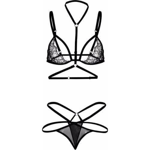 Women Sexy Lace Bra Set Transparent Sheer Open Sex Bra Underwear Suit Erotic Lingerie Set Women Sexy Underwear Set Strap Sex Set