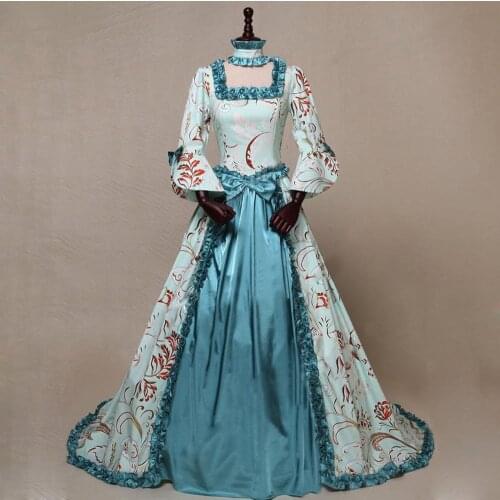 New Medieval Renaissance Long Dress Queen Gown Party Cosplay Costume Square Collar Maxi Dresses