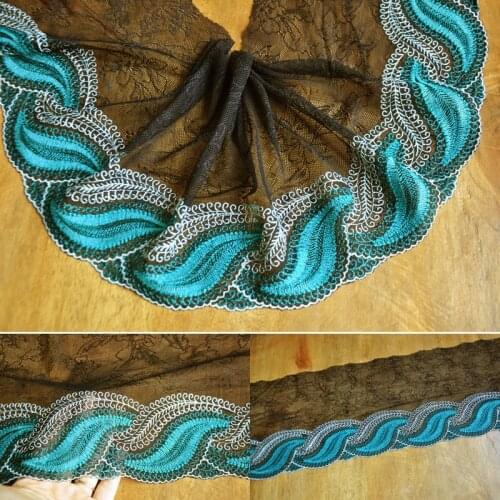 2Meters 18cm Width Lace Trim Black Fabric For Clothing Accessories Bra Underwear Applique Costume Laces Trimmings