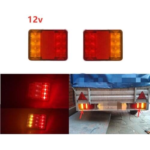 2Pcs Waterproof 8 Car LED Tail Light Rear Lamps Pair Boat Trailer 12V Rear Parts for Trailer Truck Car Lighting Waterproof IP65