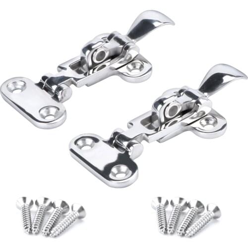 2 pieces Boat Locker Hatch Anti Rattle Latch Fastener 316 Stainless Steel Clamp 4-3/8" for row/sail skiff boat yacht accessories