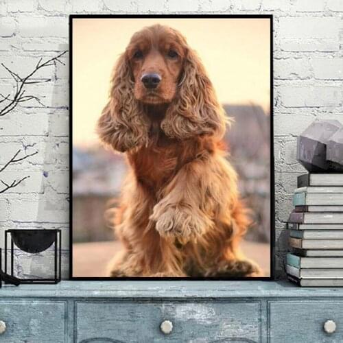 5D Diamond Painting British cocker spaniel Full Square round Diamond Mosaic pet dog DIY Diamond Embroidery Rhinestone Home Decor