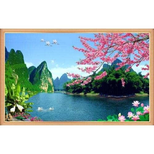 Diy 5D diamond painting Full Diamond Needlework Park Suburban landscap crystal cross stitch home decor Wall Sticker cube drill