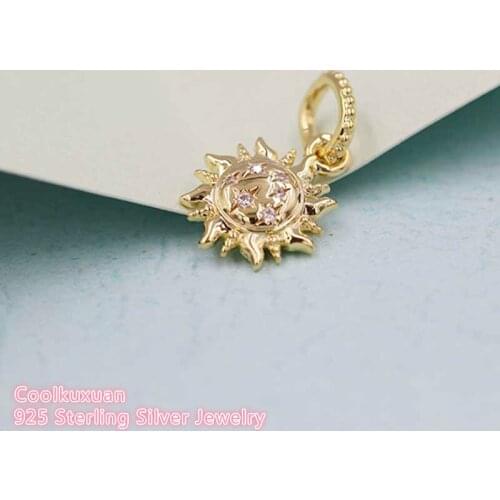 Spring 100% 925 Sterling Silver Sparkling Sun Pendant beads Fits Original Pandora bracelets Jewelry Making