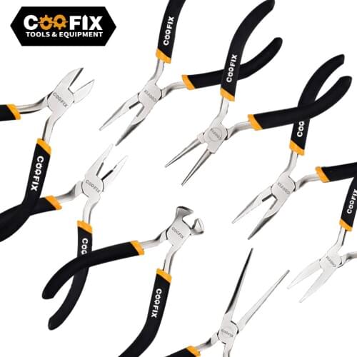 COOFIX 6inch Long Nose Pliers Multi-function Stripping Wire Stripper Cable Cutter Terminal Crimping Hand Tools