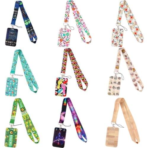 20pcs/lot BH1586 Blinghero Cartoon Alien Frog Card Holder With Lanyard Yoga Lollipop Credit Card Holder Identity With Neck Strap