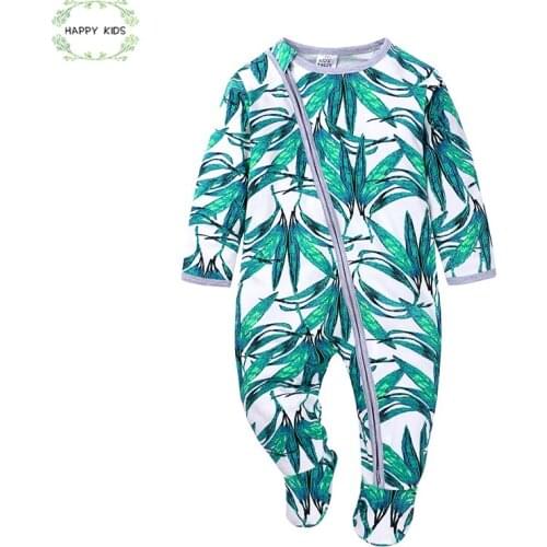 Autumn boys baby clothing Long Sleeved bamboo leaf Jumpsuit Newborn Romper Baby Boy Clothes infant 0-24 Baby Rompers DLY441
