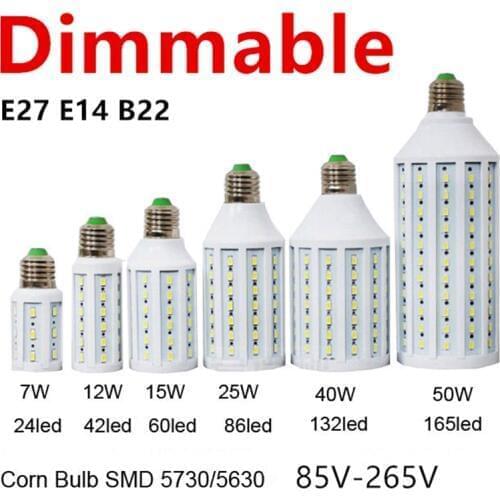 Dimmable 5730 98LED 30W LED Lamp Lighting E27 E26 B22 E14 B15 85-265V Lampada LED Light Dimming Corn Bulbs Spotlight 1pcs/lot