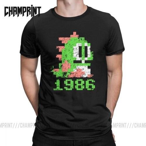 Bubble Bobble 1986 T Shirt Mens 100% Cotton T-Shirts Japanese Video Game Cute Kawaii Gamer Tee Shirt Short Sleeve Plus Size