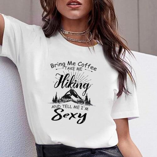 Women Clothes Print Camper Hiking Sexy Mountain Fashion Summer Tshirt Printed Women Shirt T Female T-shirt Top Casual Woman Tee