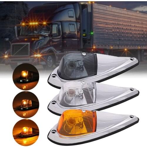 5pcs 12V 24V Amber LED Cab Roof Top Marker Running Lights Black Smoked Lens Clearance Light For Truck SUV Lorry Caravans Trailer