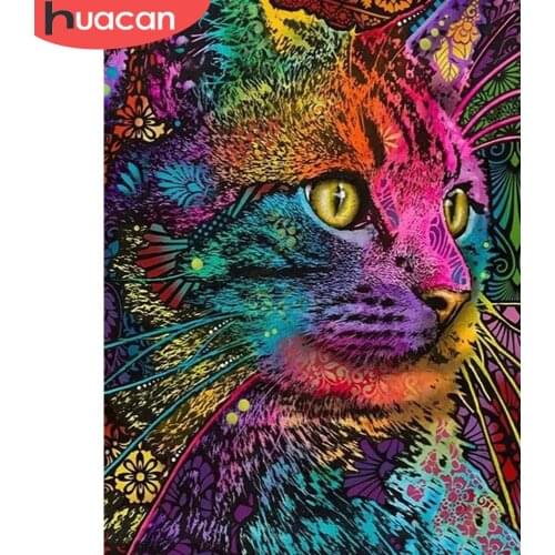 HUACAN 5D DIY Diamond Painting New Cat Diamond Embroidery Animal Pictures Of Rhinestones Mosaic Cross Stitch Craft Kit