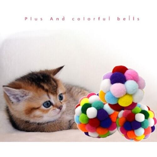 Pet Cat Ball Toys Interactive Toy Hot Sale Cat Toy High Quality Bells Bouncy Ball Colorful Handmade Braided Pet Supplies