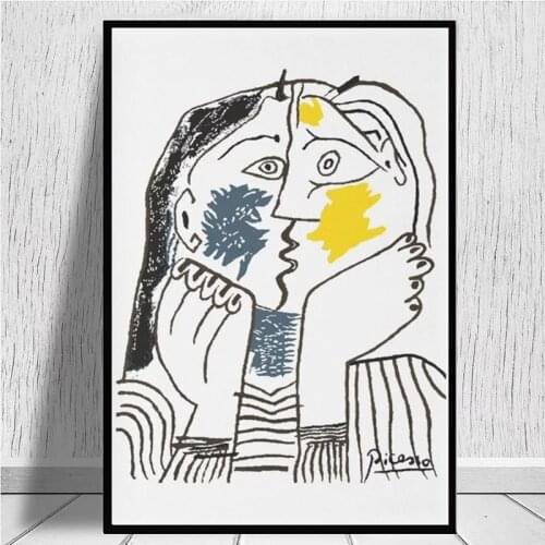 Pablo Picasso The Kiss 1979 Artwork canvas prints Wall Canvas Decoration for Living Room, Home Decoration, Movie Poster, Cuadros