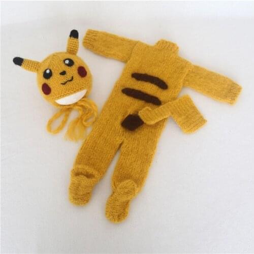 New born Sleeper Outfit Knitted Animal Bonnet Newborn Footies Mohair Baby Bodysuit Soft Baby Onesie Photography Props