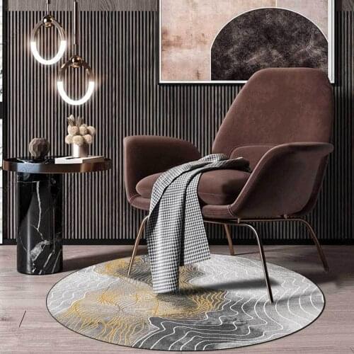 Computer Chair Mat Rug Abstract Ink Painting Gold Gray Lines Carpets For Living Room Luxury Chinese Style Rugs For Bedroom Decor