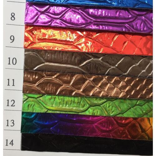 Hot fashion 2020 synthetic PVC snake embossed Metal coating Holographic leather material
