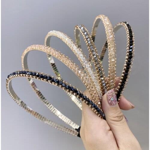 Crystal Full Rhinestone Headband Rhinestone Thin Edge Hair Hoop Chain Crystal Alloy Head Hoop Women Fashion Hair Ornament