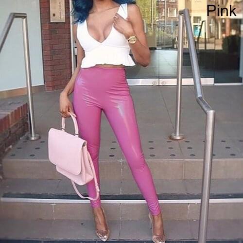 Sexy Leather Womens Pants Skinny Elastic Jeggings PU Leather Leggings Latex Clothes Plus Size Butt Leggings