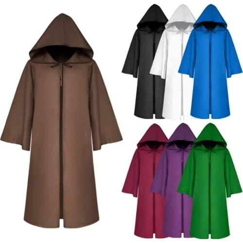 Halloween Decor Medieval Cloak Hooded Coat Vintage Gothic Cape Hooded Costume Witch Wicca Vampire adults Costume Dress