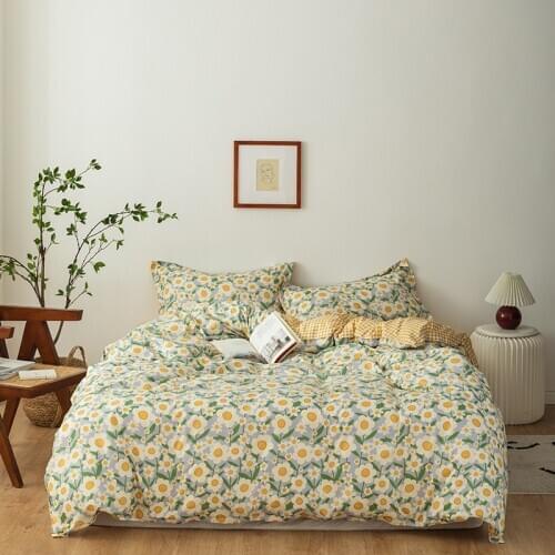 Chinese style Duvet Cover 200x230 Pillowcase 3Pcs,Small daisy pattern Bedding Set,150x200 Quilt Cover,135x200 Blanket Cover