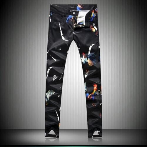Casual 2020 Spring Black Men track Sweat Pants Animal Pattern streetwear comfortable Boys Long length trousers 743