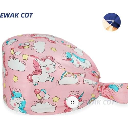 Cartoon print Men And Women Work Hat Scrub Cap Gorro Enfermera Quirofano Scrub Cap cotton Scrubs hat nurse accessories