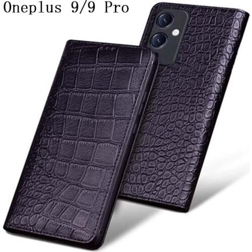 Luxury Genuine Leather Phone Case for Oneplus 9/9 Pro Fashion Crocodile FlipCover for Oneplus 9 Pro 1+ 9 funda skin Magnetic Bag