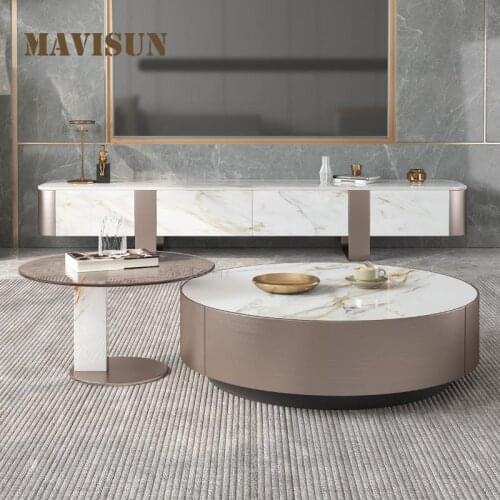 Nordic Light Luxury Small Apartment Bedroom Rock Board Coffee Table And TV Cabinet Living Room Floor Cabinet Furniture For Home