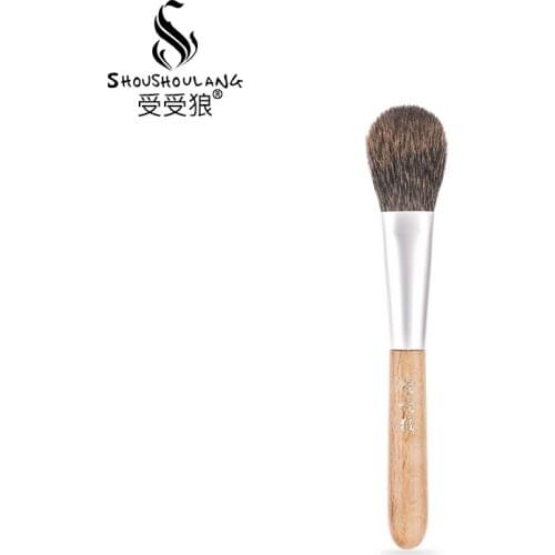 Shoushoulang Professional Handmade Make Up Brush 5# Flat Round Blush Highlighter Brush Soft Canadian Squirrel Hair Makeup Brush