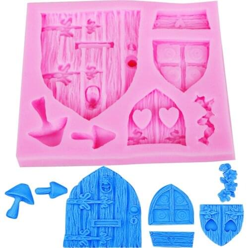 Fairy Tale Cottage Silicone Mold Mushroom Window Door Fondant 3D Cake Chocolate Ice Mold Decorations Chocolate Baking Tool