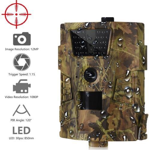 Suntekcam HT-001B Trail Camera 12MP 1080P 30pcs Infrared LEDs 850nm Hunting Camera IP54 Waterproof 120 Degree Angle Wild Camera