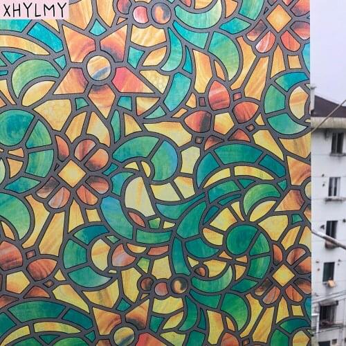 Stained Geometry Self-Adhesive Privacy Window Film Irregular Pattern Frosted Opaque PVC Glass Sticker UV Bloking Decorative Film