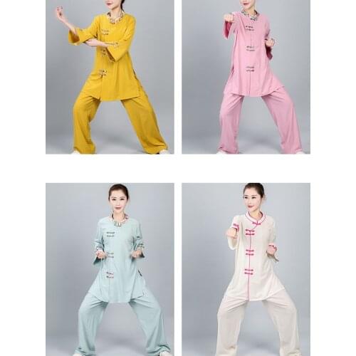 Top quality Summer Tai chi taijiquan costumes martial arts wushu uniforms kung fu suits clothing yellow/pink