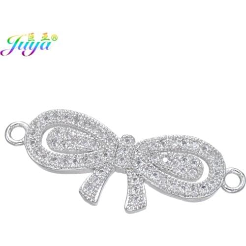 Handmade Jewelry Components Gold/Rose Gold Zirconia Bowtie Butterfly Connector Charms Accessories For Bracelets Necklaces Making