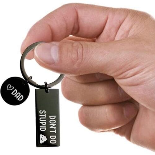 Funny Personalized Keychain, Engraved Don'T Do Stupid Shit From Mom Keychain For Son Daughter Gift Black