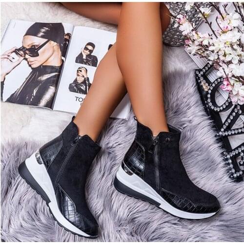 New Warm Plush Winter Boots Chunky Sneakers Ankle Boots Women Shoes Ladys Zipper Buckle Thick Sole Platform Women Shoes