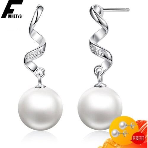 Women Earrings 925 Silver Jewelry Pearl Zircon Gemstone Drop Earring Ornaments Gifts for Women Wedding Party