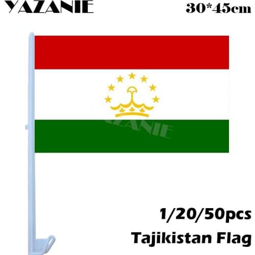 YAZANIE 30*45cm 1/20/50pcs Tajikistan Window Car Flags and Banners National Hanging Flag Polyester Outdoor Flag for Celebration