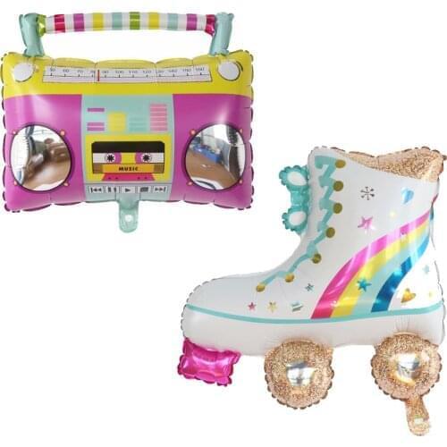 10pcs Radio Roller Skates Balloon Boombox Rollerblade Retro Music Rock Ballon Birthday Wedding Party Decoration Kid Boy Girl Toy